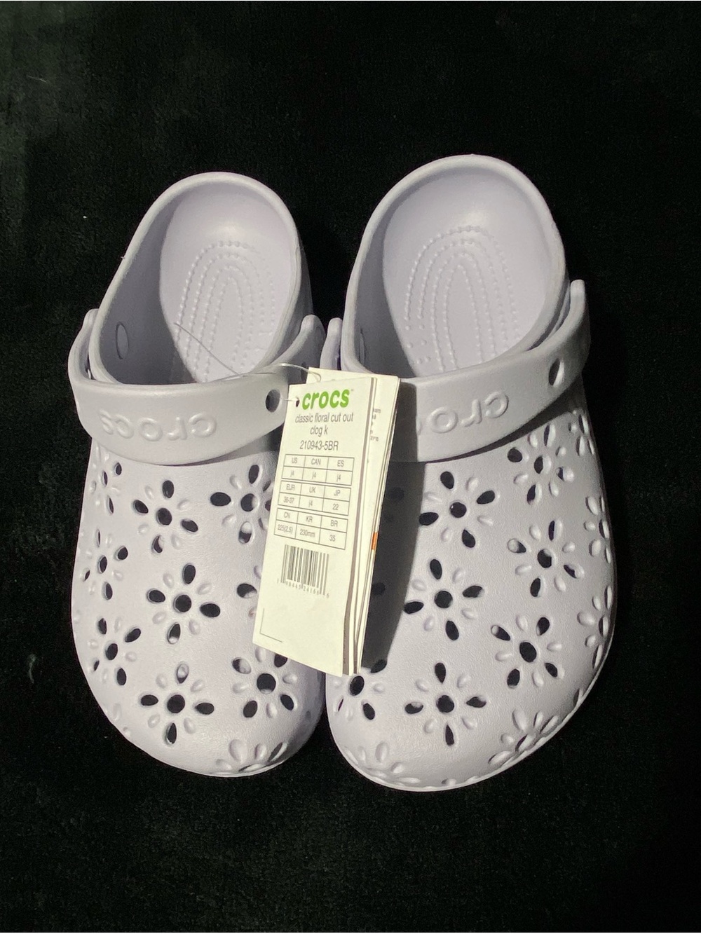 CROCS Kids Floral Cutout Clogs in Light Lavender